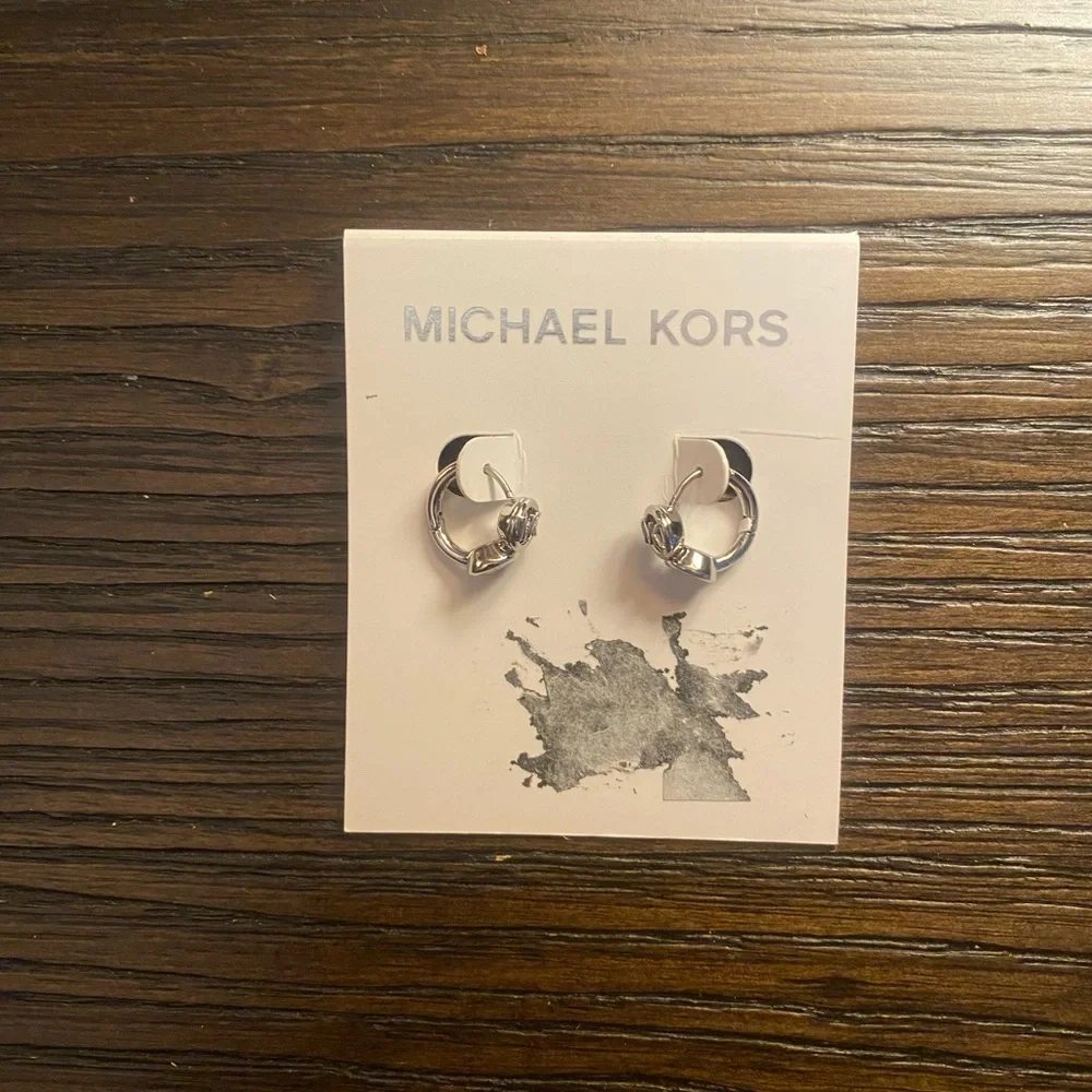 NEW Michael Kors small silver hoop earrings